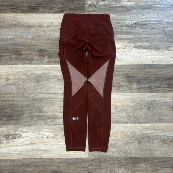 Lululemon Barrys Rusty Red Womens M Stronger As One Tight Mid Rise Leggings - Picture 2 of 10